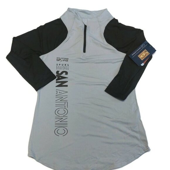 NBA San Antonio Spurs Zip It Up 3/4 Sleeve T Womens Size L Black Gray GIII 4 Her - Picture 6 of 6